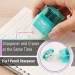 Mr. Pen- Pencil Sharpener & Eraser, 4 Pack, 2-in-1 Manual Sharpeners with Canister, 2 Sharpening Holes for Standard & Jumbo Pencils, Colorful Dual Hole Design for School, Office, Home, Kids