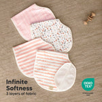 KeaBabies 4-Pack Baby Burp Cloths Baby Girl, Boy - Organic Cotton Burp Cloth, Extra Large, Absorbent, Soft Burping Cloths & Bibs Set for Babies, Newborn Burp Clothes, Thick Burp Rags (Sweet Charm)