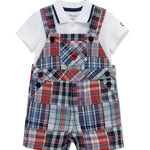 Little Me Clothes for Baby Boys' Patchwork Shotall Set, Plaid Patchwork, 9 Months