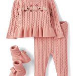 Gymboree,Unisex Kids,and Newborn Long Sleeve Sweater and Pants, 3 Piece Outfit,Earth Rose,18 Months,24 Months