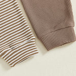 Unisex Baby Pants 2-Pack Toddler Boy Girl Waffle Knit Elastic Waist Pull On Joggers Trousers Bottoms (Brown, 18-24 Months)