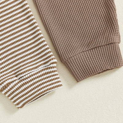 Unisex Baby Pants 2-Pack Toddler Boy Girl Waffle Knit Elastic Waist Pull On Joggers Trousers Bottoms (Brown, 18-24 Months)