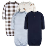 Gerber Unisex Baby Boy and Girls 4-Pack Sleeper Gown, Navy Dogs, Newborn