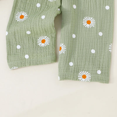 SUREPOCH Toddler Baby Girl Clothes Summer Outfits Heart Daisy Print Sleeveless Camisole Linen Pants Set for Little Girls