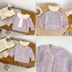 Curipeer Baby Girls Cable Knitted Cardigan Multicolored Toddler Girls Outfits Sweaters for Autumn and Spring 3T Pink-Purple