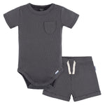 Gerber Baby Bodysuit and Shorts Set, Dark Grey, 6-9 Months