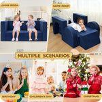 Fvkind 10 Pcs Modular Kids Play Couch, Foam Kids Play Couch for Playroom & Bedroom, Multifunctional Children Sofa Building Fort for Boys and Girls with Soft Foam and Removable Cover, Blue