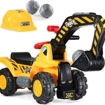 Play22 Toy Tractors for Kids Ride On Excavator - Music Sounds Digger Scooter Bulldozer Includes Helmet with Rocks - Pretend Play - Toddler Construction Truck