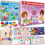 Preschool busy book set with activities, markers, and educational materials.