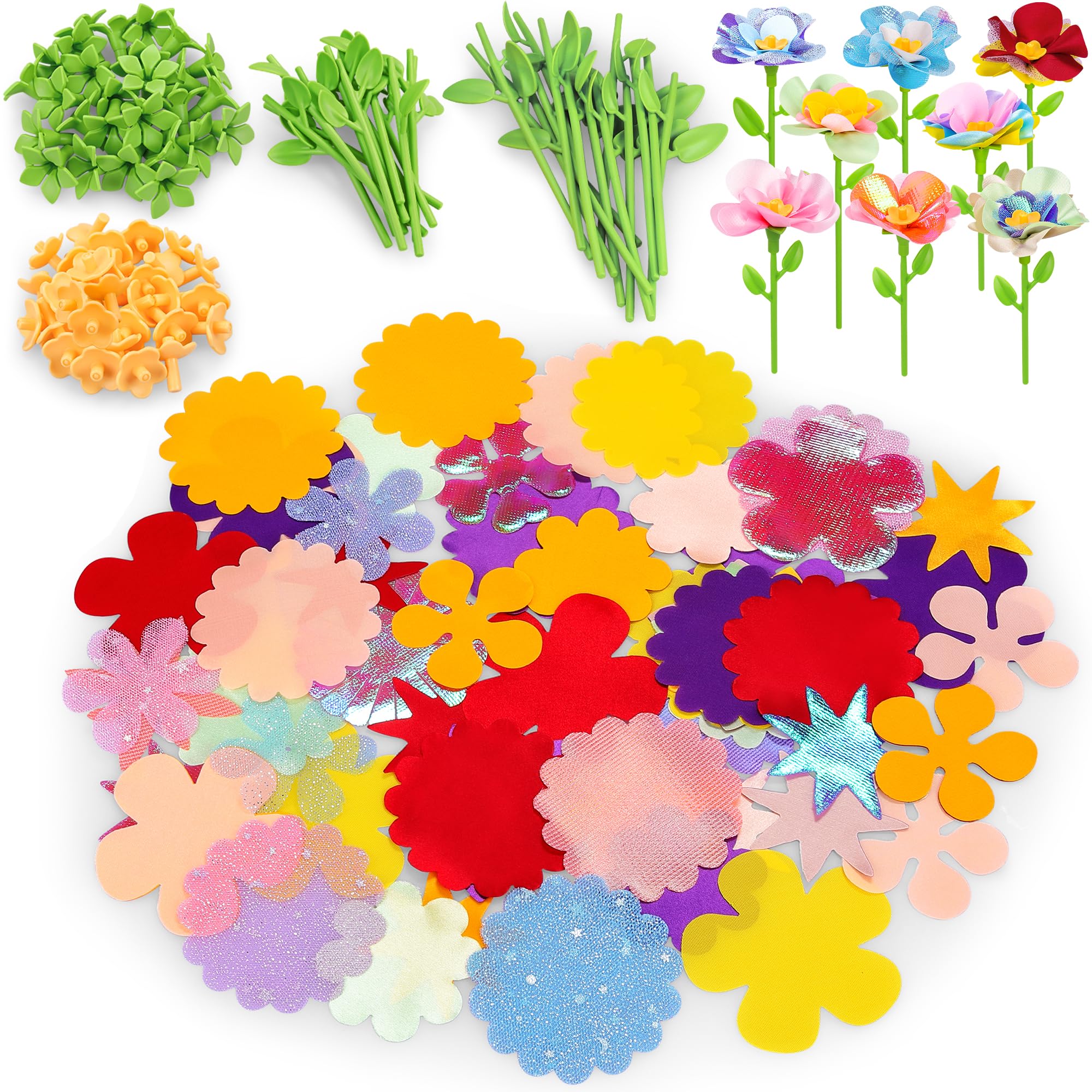 Fabric Flower Bouquets Toys, DIY Craft Kits Toys for Kids - Flowers Market Toy, Build Your Flower Bouquet, Arts & Crafts for 4 5 6 7 8 Year Toddler Girl, Educational Activity Preschool B-Day Gifts
