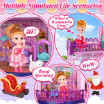 Doll House for Girls,6 Rooms Pink Dollhouse with Dolls Figure, Puppies,Furniture, Accessories, Kids Playhouse for for 3 4 5 6 7 8 9 10 Year Old