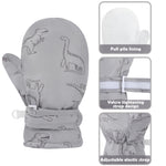 Urban Virgin Infant Baby Toddler Kids Winter Mittnes Lined Fleece Warm Waterproof Ski Snow Gloves For Boys Girls Grey Dino 6-24 Months