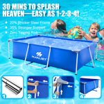 Hanjet 3.6 Foot x 13.8 Inch Kids Small Deep Pool for Adults Swimming Pool Above Ground, Rectangle Eco-Friendly Odorless Backyard Pool for Dog, Easy to Clean & Durable Frame for Toddlers