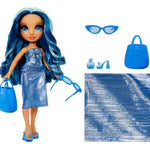 Rainbow High Swim & Style Skyler, Blue 11" Fashion Doll with Shimmery Wrap to Style 10+ Ways, Removable Swimsuit, Sandals, Fun Play Accessories, Great Toy Gift for Girls Kids Ages 4-12 Years