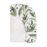 Babyletto 100% Quilted Organic Cotton Changing Pad Cover, GOTS-Certified, Fitted 360°, Ultra-Soft and Breathable Muslin - Olive Branches