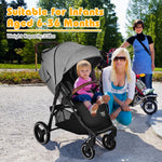 BABY JOY Baby Stroller, High Landscape Infant Carriage Newborn Pushchair with Foot Cover, Cup Holder, 5-Point Harness, Adjustable Backrest & Canopy, Suspension Wheels, Easy One-Hand Fold (Gray)