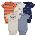Gerber Baby Boys 5-Pack Short Sleeve Variety Onesies Bodysuits Happy Tiger Newborn
