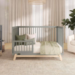 Dream On Me Hygge 5-in-1 Convertible Full-Size Baby Crib in Sea Grass & Vintage Oak, GreenGuard Gold & BSA, Converts to Toddler, Day & Full-Size Bed, Adjustable Mattress Heights, Modern Nursery