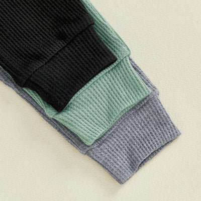 allshope Toddler Baby Boy Fall Pants Active Jogger Casual Athletic Trousers Solid Color Pocket Elastic Waist Harem Bottoms (Waffle Grey Green Black, 12-18 Months)