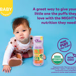 Plum Organics Mighty Puffs Organic Baby Food - Carrot and Broccoli - 1.85 oz Canister - Ancient Grains and Chickpea Snacks