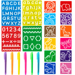 3sscha 22Pcs Alphabet Tracing Stencil Set for Kids Drawing Stencils with Color Highlighter Letters Numbers and Cute Animal Pattern Paint Boards Learn Art Craft Classroom Rewards Birthday Gift