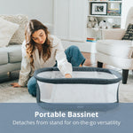 Chicco LullaGlide 3-in-1 Stationary, Gliding, and Portable Baby Bassinet, Waterproof Mattress and Fitted Sheet, Travel Bassinet for Baby Includes Carry Bag, Luna/Grey