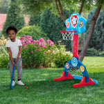 Delta Children PAW Patrol 4-in-1 Sports Center – Adjustable Easy Score Basketball Hoop, Soccer/Hockey Net and Golf Game, Blue