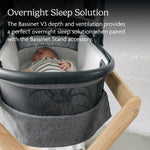 UPPAbaby Bassinet V3 - Compatible with Vista, Cruz, Ridge Strollers - Overnight Sleep Solution - Mattress, Sheet and Bug Shield Included - Jake (Charcoal/Carbon Frame)