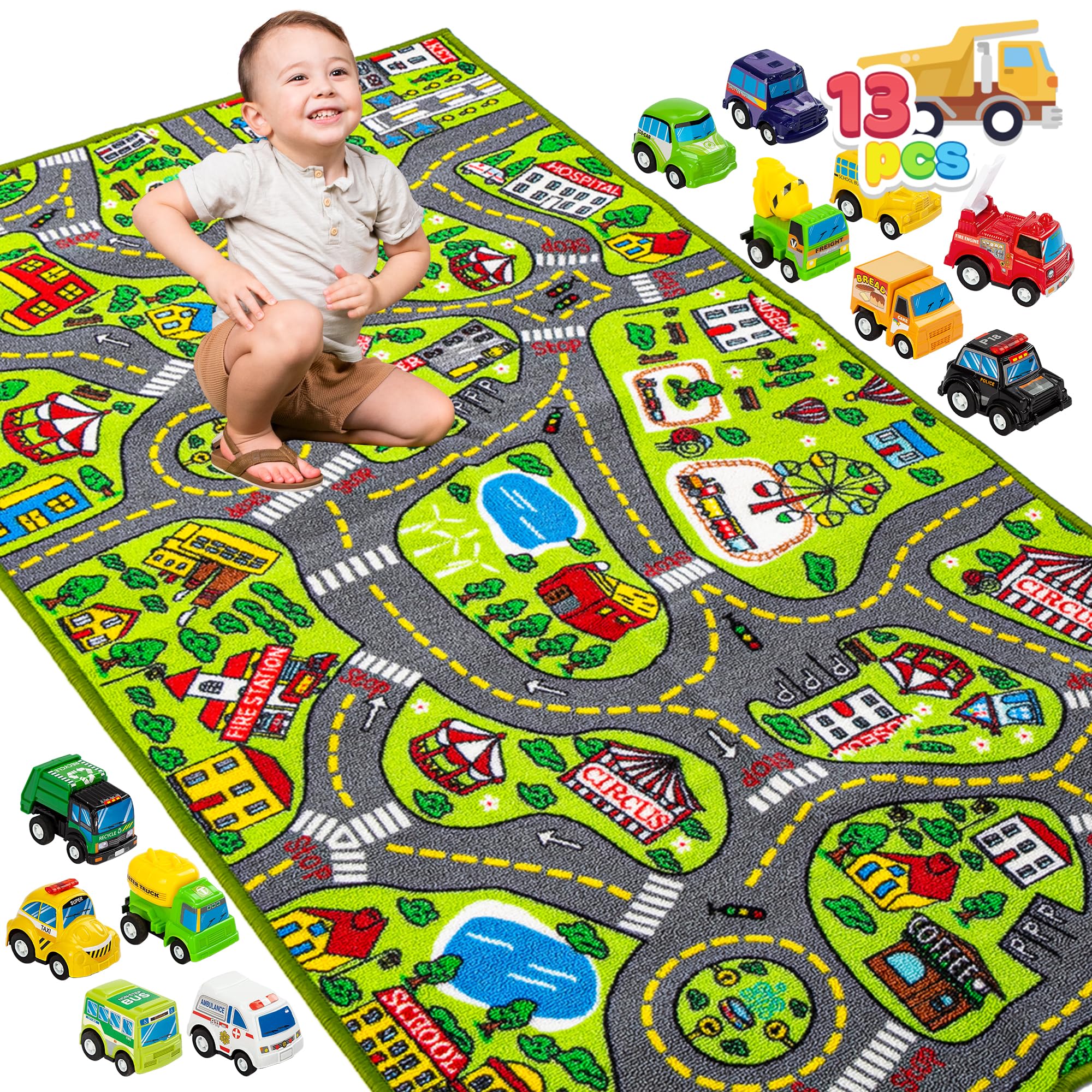JOYIN Kids Play Rugs - 12 Pull-Back Vehicle - Play Mats - JOYIN - Baby ...