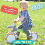 Baby Balance Bike for 1 Year Old Boys Girls 12-24 Month Toddler Balance Bike, Storage Basket, 4 Wheels and Adjustable Seat, Toddler First Bike, First Birthday Gifts