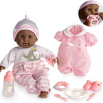 15" Realistic Soft Body Baby Doll with Open/Close Eyes | JC Toys - Berenguer Boutique | 10 Piece Gift Set with Bottle, Rattle, Pacifier & Accessories | Pink | Ages 2+