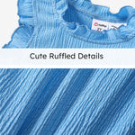 Disney Frozen Toddler Girl Dress Elsa Ruffle Sleeve Crinkled Casual Sundress Sleeveless Summer Outfit School Holiday Clothes Blue 2T