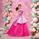 Barbie Signature Birthday Wishes Doll, Collectible Fashion Doll in Satiny, Pink Dress with Wavy Brown Hair