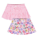 Toddler Girls' Knit Skort (Skirt with Built-in Shorts) 2-Pack, Pink Floral, 18 Months