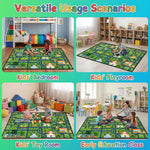 HBUFBUQ Kids Car Rug Play Mat 2.5x4 Feet City Life Road Traffic Carpet for Bedroom Playroom Non Slip Backing Washable Floor Mat for Boys Girls Educational Map with Zoo Ferris Wheel