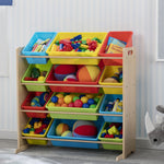 Delta Children Kids Toy Storage Organizer with 12 Plastic Bins - Greenguard Gold Certified, Natural/Primary