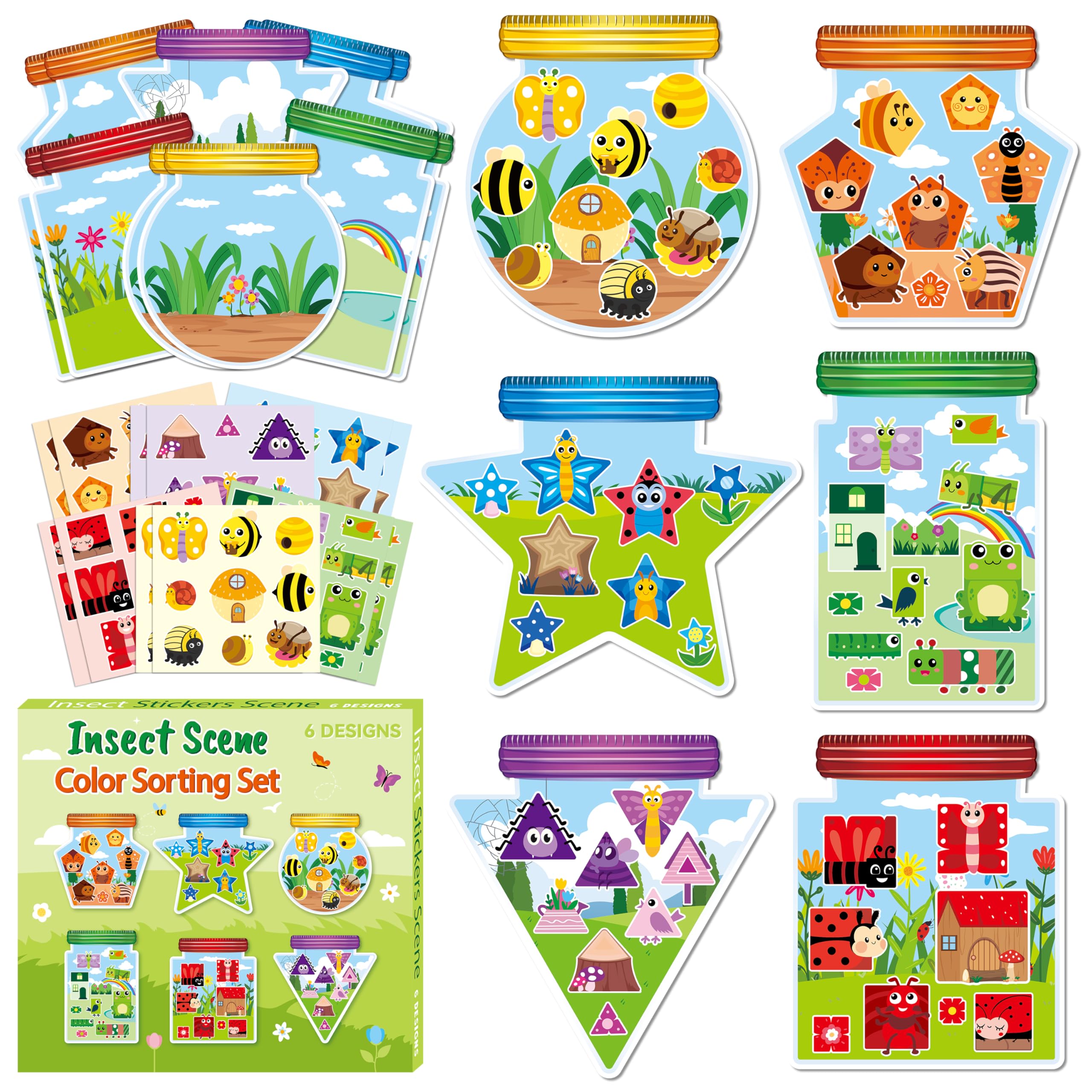 CY2SIDE Summer Beach Stickers - 12PCS Summer Drifting Bottles Sticker Art Craft for Kid Make Your Own Beach Sticker Scene with Pineapple Flamingo DIY Hawaii Party Game Class Fun Activities