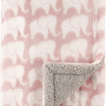 Hudson Baby Unisex Baby Plush Mink and Sherpa Blanket, Pink Floral, One Size