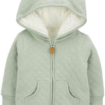 Simple Joys by Carter's Baby Hooded Sweater Jacket with Sherpa Lining, Green, 0-3 Months