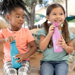 Chicco Stainless Steel Kids Water Bottle 4+ Years, 12oz Insulated Travel Bottle with Leak-Proof Twist Lid, Sweat-Free Design, Slim Size, BPA-Free, Pink