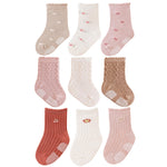 J Poqobog Baby Crew Socks,Grips Combed Cotton Socks Toddler Non-Skid for Girls,Boys Non Slip/Anti Skid 9-Pack(2-3T,Girls2-9 Pairs)