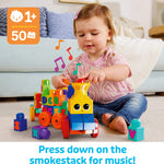 MEGA BLOKS First Builders Toddler Building Blocks Toy Set, ABC Musical Train with 50 Pieces, Music and Sounds, Ages 1+ Years