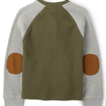 Gymboree,Boys,and Toddler Long Sleeve Thermal Henley Shirt,Olive Gray Colorblock,4 Years