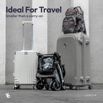 BabbleRoo Hoplite Compact Stroller – Lightweight Travel Stroller for Airplane (12.3 lbs), Newborn to 55 lbs, Easy Fold, PU Wheels, Alloy Frame, Near-Flat Recline, Raincover, Cup Holder, Baby Stroller