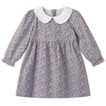 pureborn Toddler Girls Woven Dress Long Sleeve Spring Fall Playwear Dresses Blue Orange Floral 2-3 Years