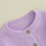 Newborn Baby Girls Knit Cardigans Long Sleeve Crewneck Hollow Knit Thin Sweater Toddler Button Tops Coat Outwear (Purple Cardigan, 12-18 Months)