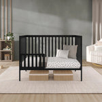 Dream On Me Synergy 5-in-1 Convertible Full-Size Baby Crib with Toddler, Day & Full Bed Conversion in Black, GreenGuard Gold & BSA, 3 Mattress Heights, Sustainable Pinewood