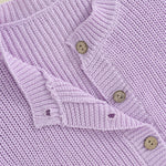 Newborn Baby Girls Knit Cardigans Long Sleeve Crewneck Hollow Knit Thin Sweater Toddler Button Tops Coat Outwear (Purple Cardigan, 12-18 Months)