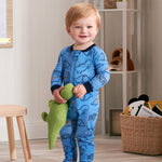 Gerber Baby Boys' 2-Pack Footed Pajamas, Sleepy Blue Dino, 6-9 Months