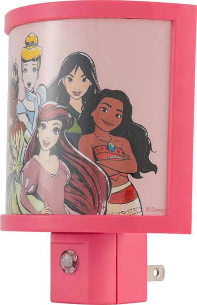Disney Princess Wrap Shade LED Night Light, Plug-in, Dusk to Dawn, Girls Bedroom Decor, Ambient Lighting, Sleep Light, Ideal for Nursery, Bathroom, 60734